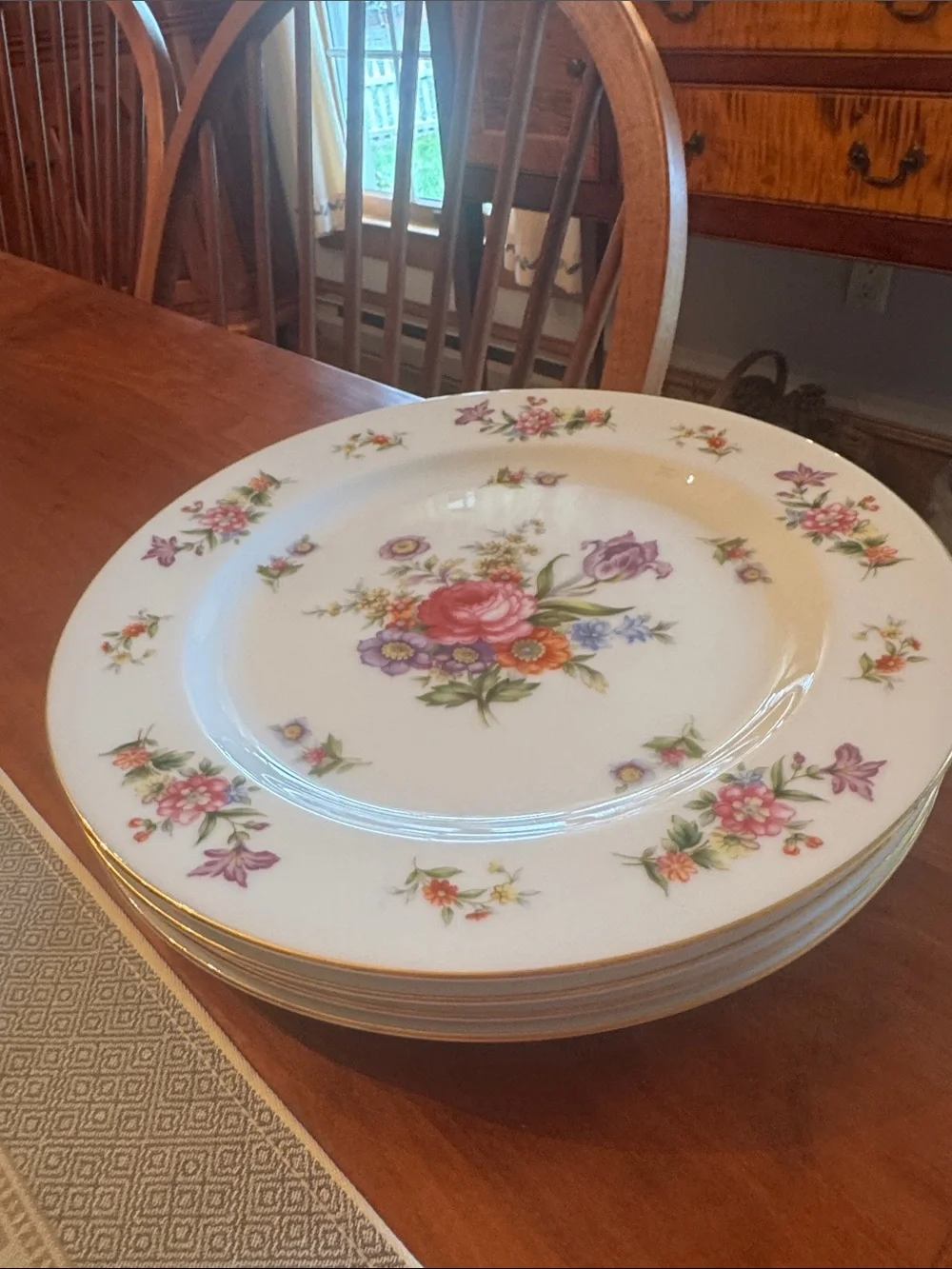 Vintage Harmony House Dresdania China.  4 10” Dinner Plates